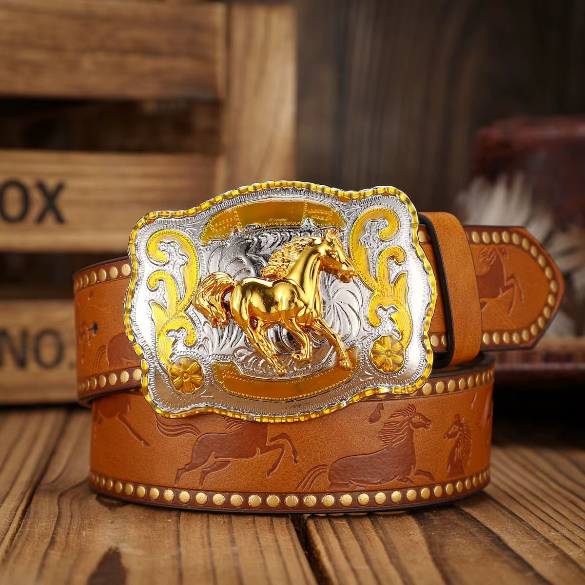 Ceinture en PU de style occidental avec boucle