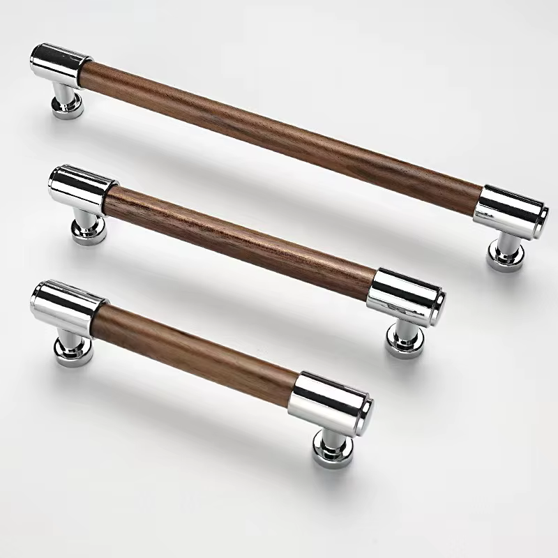Poignées de porte en noyer chinois, poignées de porte de cuisine, boutons de tiroir de placard, quincaillerie de meubles, poignée à trou unique