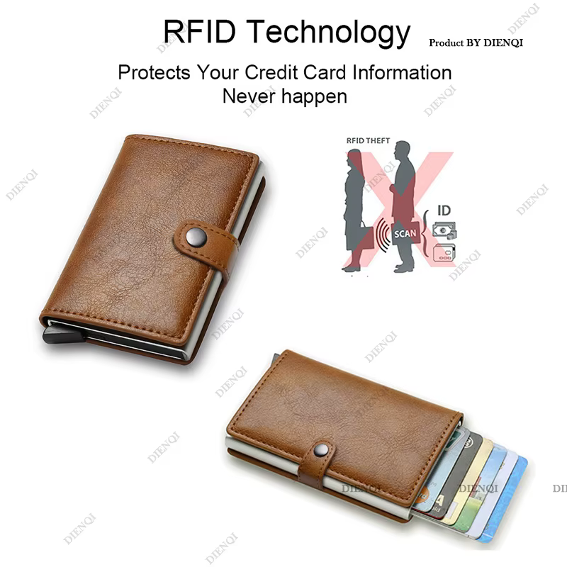 Personnaliser fibre de carbone pour hommes portefeuilles porte-carte de crédit Rfid métal mince