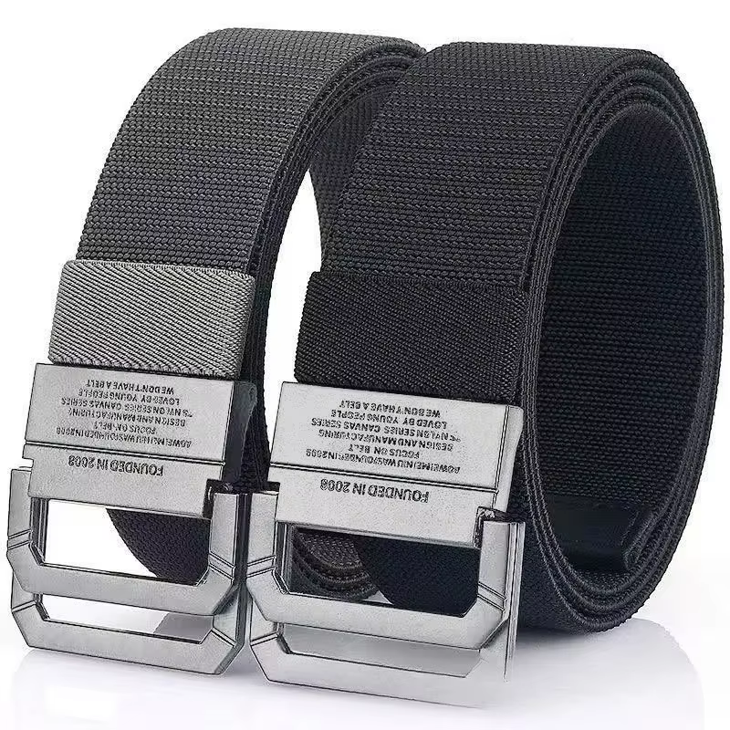 Ceinture de sport décontractée pour hommes et femmes – Boucle métallique automatique, sangle en toile et nylon, idéale pour les étudiants et l'extérieur