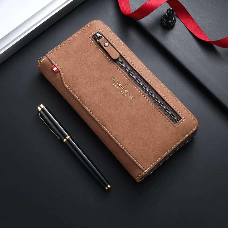 Nouveau portefeuille long à fermeture éclair pour hommes
