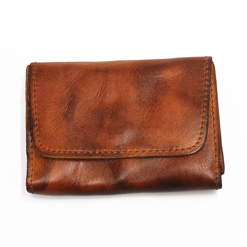 Portefeuille en cuir véritable pour hommes femmes marque Vintage fait à la main court petits portefeuilles