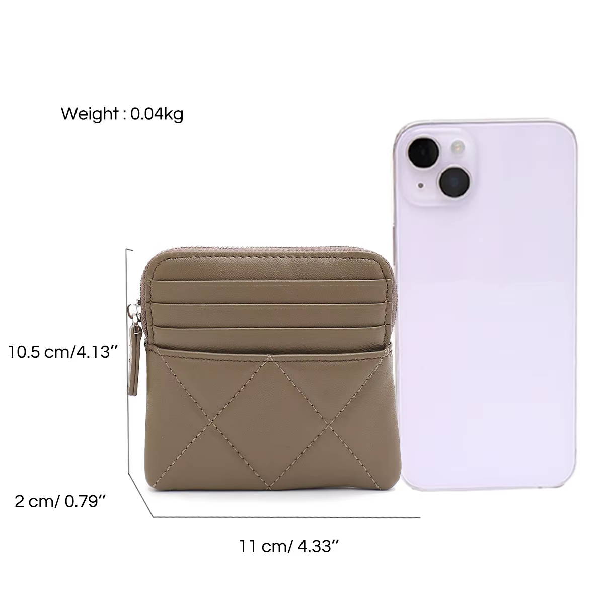 SC – petit portefeuille matelassé en peau de mouton pour femmes, porte-cartes multi-fentes, sac d'argent à fermeture éclair, porte-monnaie Portable et polyvalent
