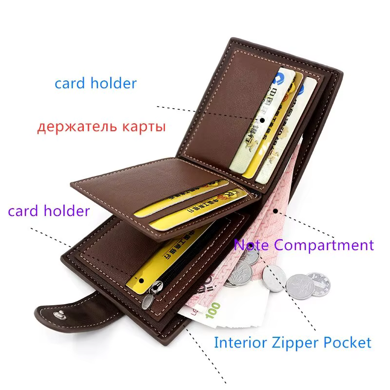 Portefeuille en cuir PU avec moraillon pour homme
