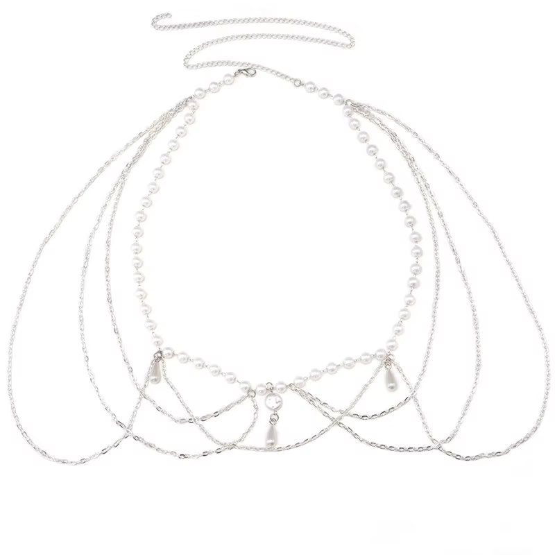 Elegant Pearl Women's Belt Simple Adjustable Metal Thin Chain