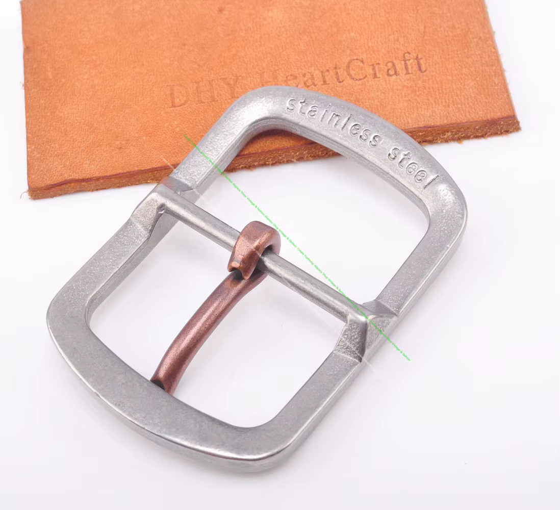 Ceinture en cuir avec barre centrale en acier inoxydable