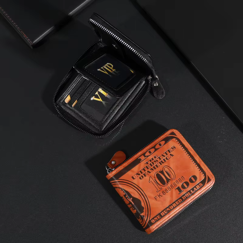 Portefeuille en cuir pour hommes à la mode avec un dollar américain – Espace et élégant avec porte-carte photo pour un usage quotidien