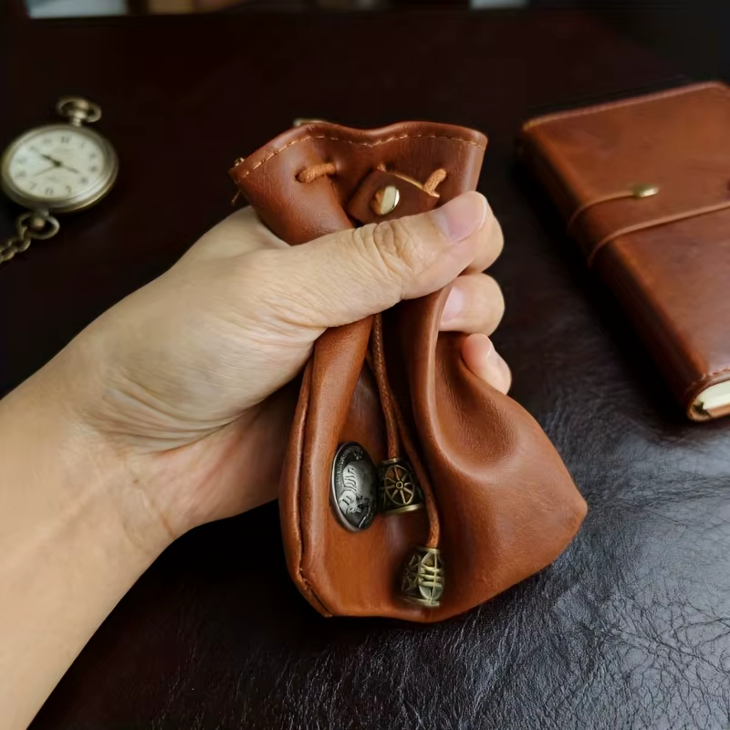Portefeuille vintage en cuir tanné végétal