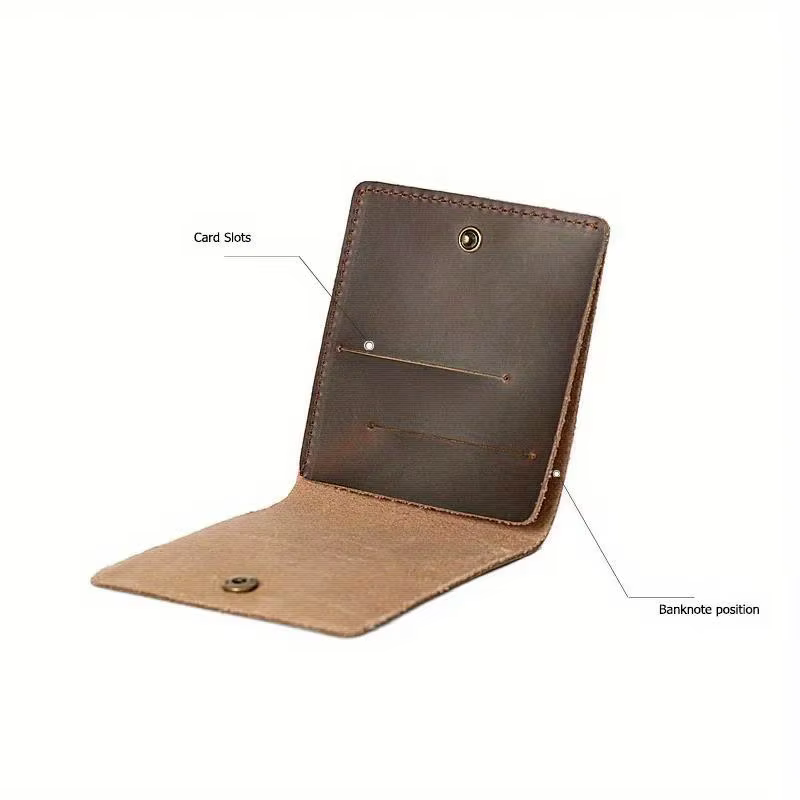 1 PC rétro minimaliste à deux volets en cuir porte-cartes pour hommes et femmes envelopper porte-carte de crédit Porte Carte portefeuille
