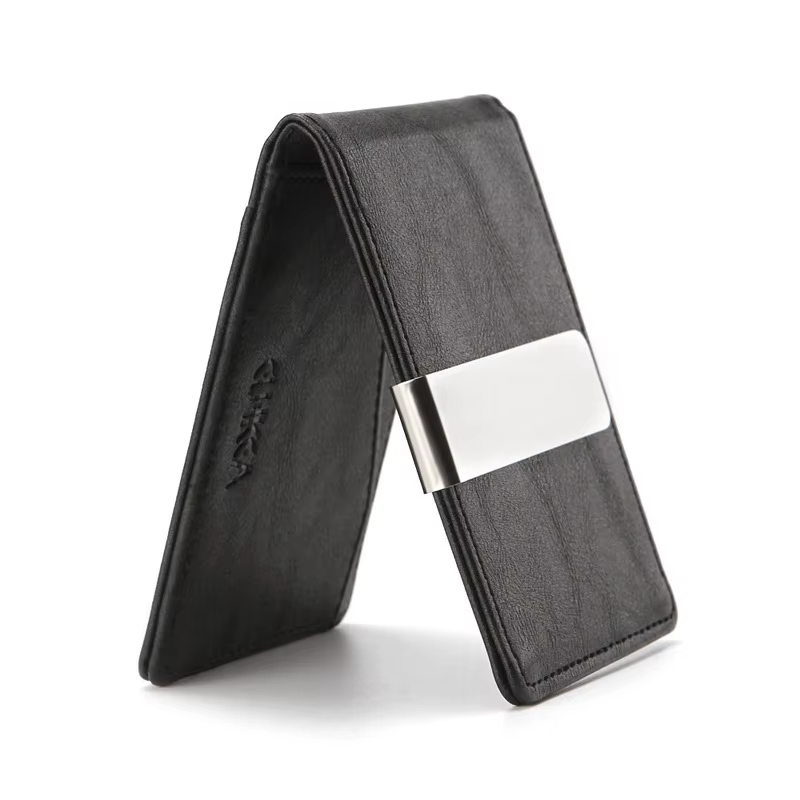 Nouvelle mode hommes en cuir pinces à billets portefeuille multifonctionnel mince homme porte-cartes femmes pince en métal pour argent porte-monnaie
