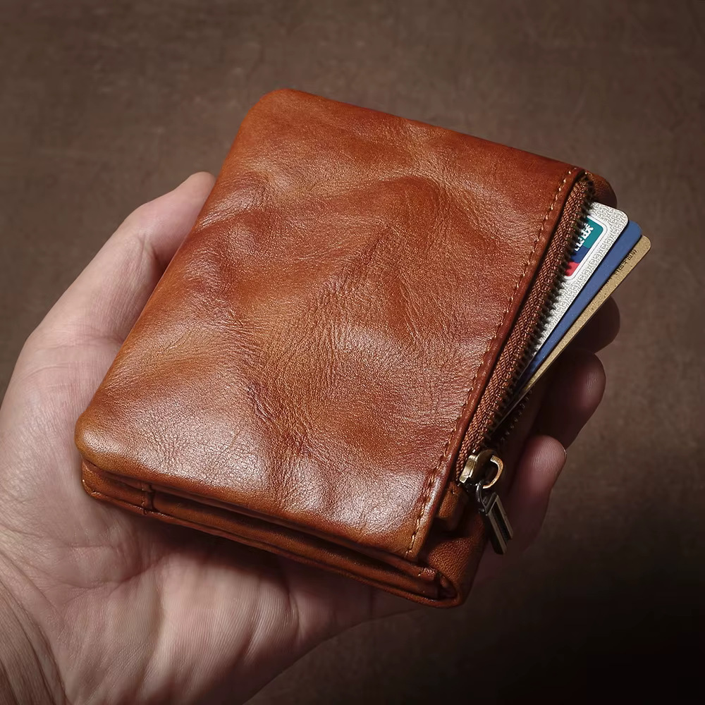 GURO – portefeuille Vintage en cuir véritable pour hommes et femmes