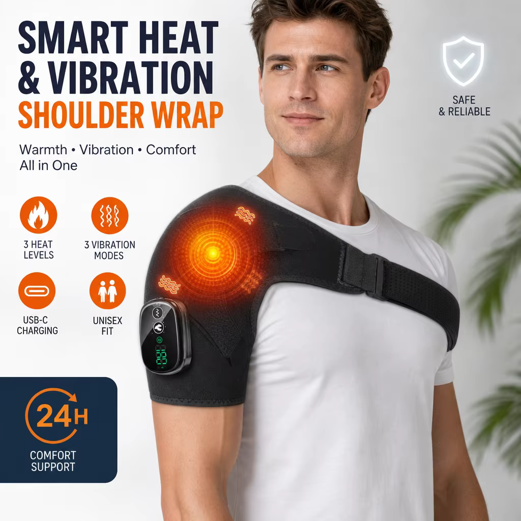 Ceinture de massage chauffante électrique pour épaule et coude, 3 modes de vibration, pour le sport, la relaxation, le soulagement de la fatigue et les soins de santé