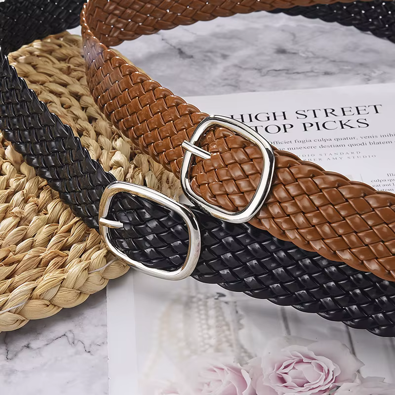 Ceintures tressées de couleurs vives pour femmes, ornement de taille pour dames, sans trous, assorties à tout