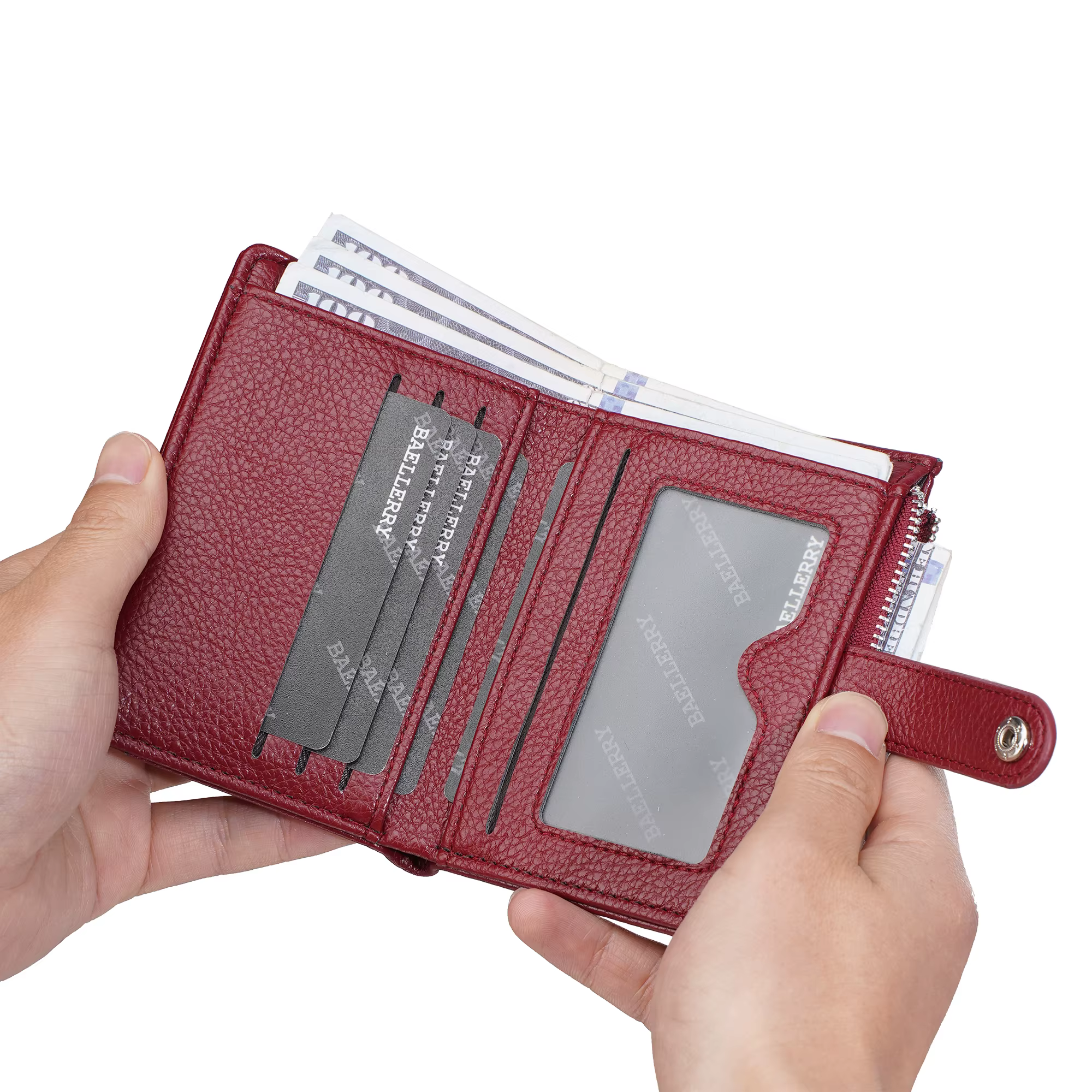 1 pièce - Portefeuille pour femme Baellerry en cuir PU à motif litchi