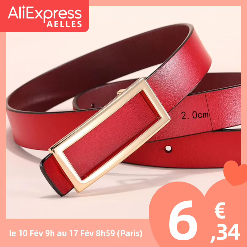 COOLERFIRE – ceinture fine en cuir véritable pour femmes