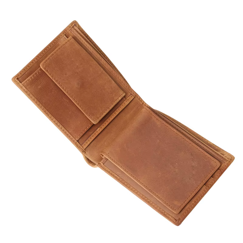 B199/15482-5 Portefeuille en cuir Crazy Horse jaune marron pour hommes