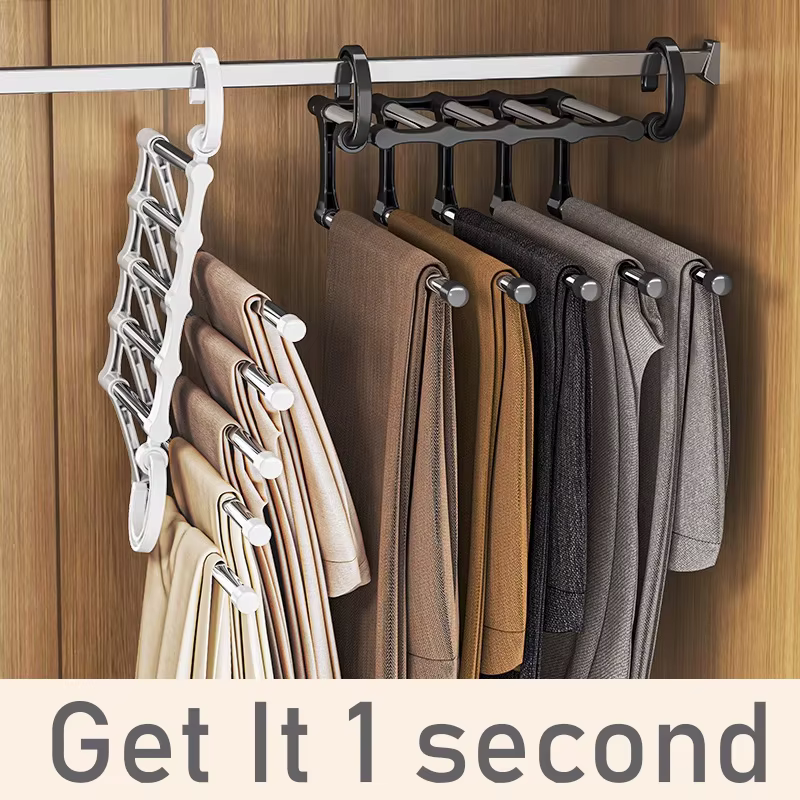 Cintres réglables à plusieurs plis pour pantalons, support pour pantalons, organisateur de vêtements, gain de place de garde-robe, placard de chambre à coucher