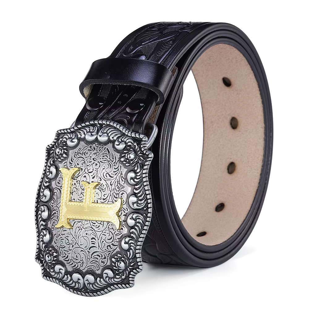 A-Z lettres boucle ceinture occidentale pour hommes de haute qualité Cowboy PU cuir taille