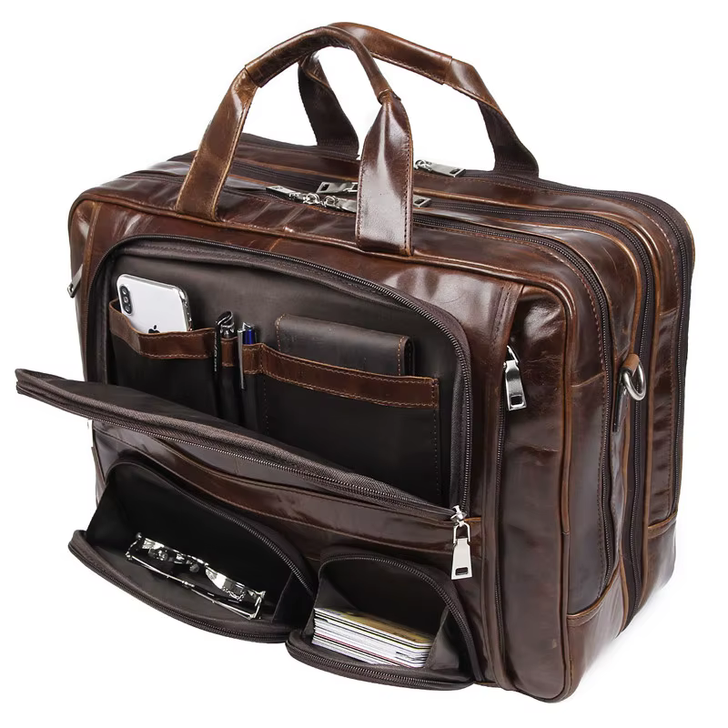 Sac à main de luxe en cuir véritable pour hommes