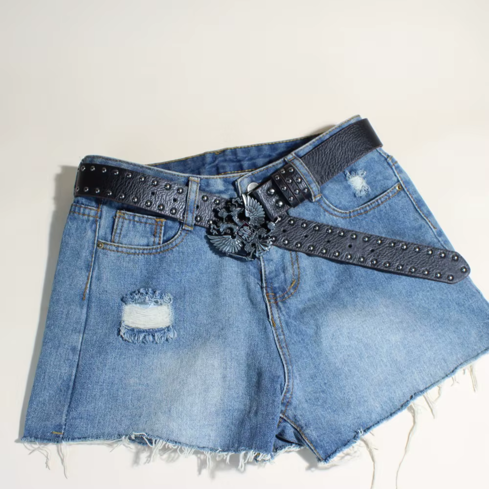 Ceinture en cuir PU de Style Punk noir avec goujons en métal