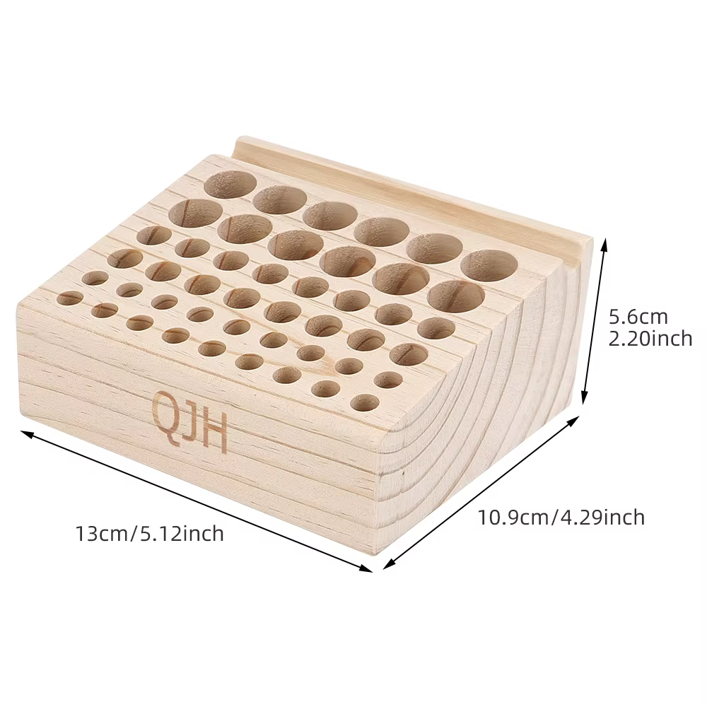 QJH Boîte de rangement pour outils de travail manuel, support en bois à 46/98 trous pour poinçons de maroquinerie, outils de sculpture et rangement de forets