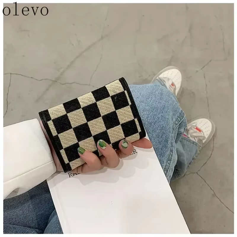 Nouveau noir blanc vérifier exquis haut de gamme multi-porte-carte pour les femmes mince étui à cartes Portable