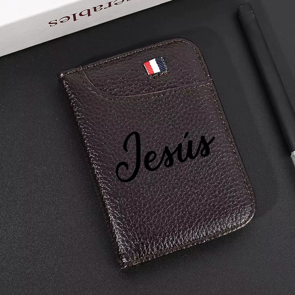 Portefeuille personnalisé ultra-fin en cuir PU souple pour cartes de crédit