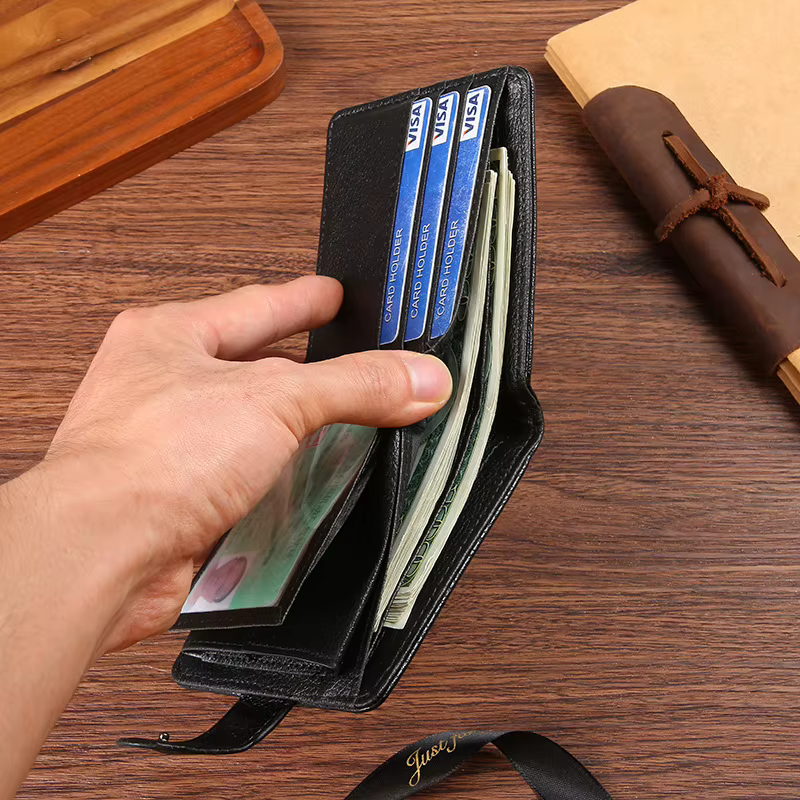 Portefeuille décontracté pour hommes en cuir à loquet court homme portefeuilles Durable pochette à monnaie mâle mince à deux volets Photo porte-carte d'identité sac à main pince à billets