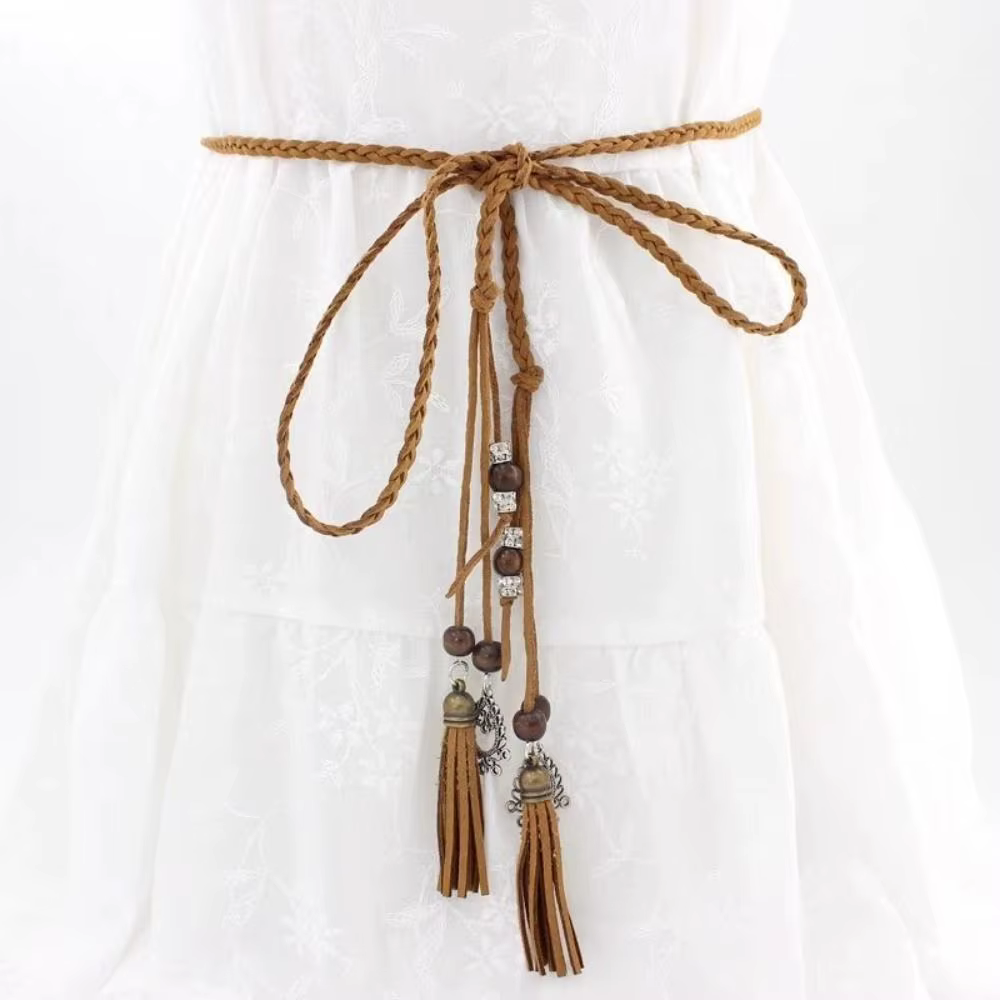 Ceinture en ULtressée vintage pour femmes et filles, gland polyvalent, ceinture bohème, sangle de taille, design de luxe