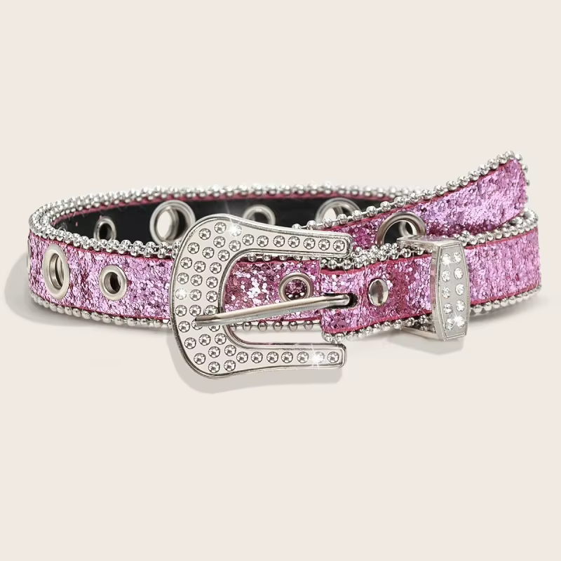Ceinture Y2K en strass avec boucle à ardillon