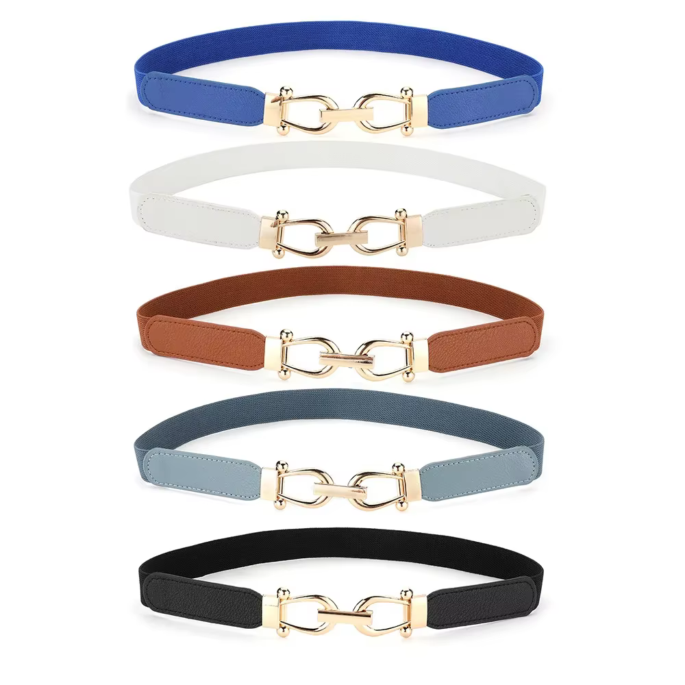 Ceinture Slim boutonnée dorée pour femmes