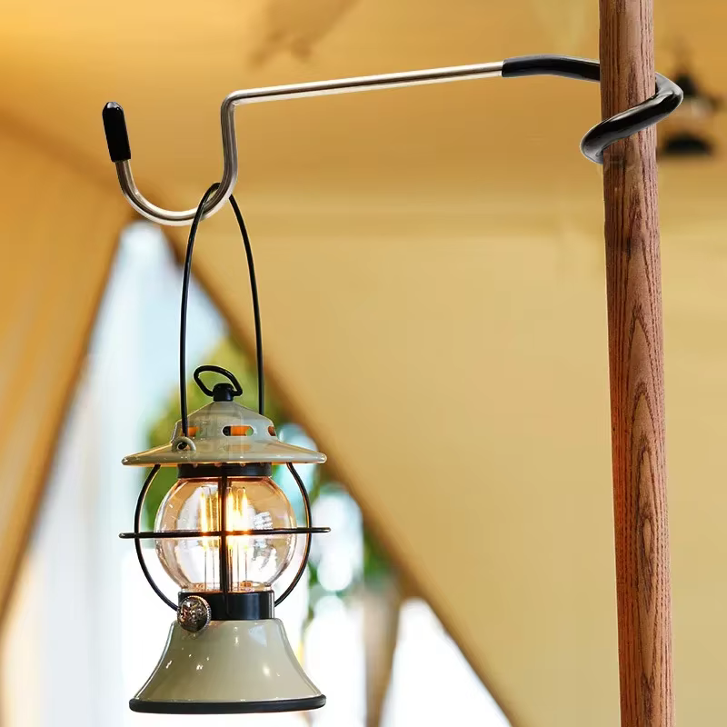 Support de lumière en acier inoxydable, crochets portables, poteau de tente, cintre de lampe, chasse, pêche, lanterne, outils de Camping en plein air