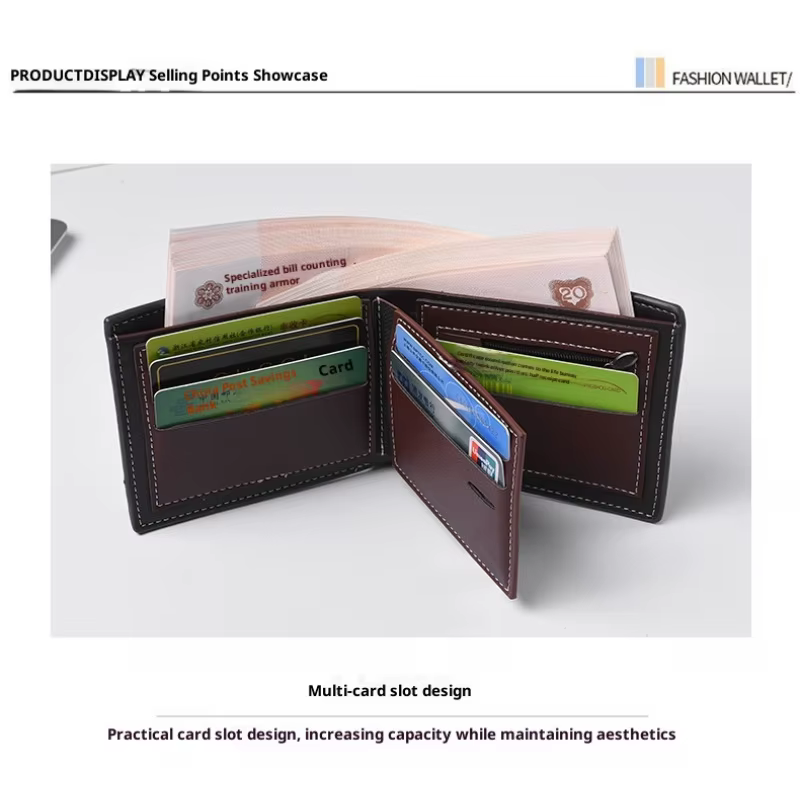 Portefeuille en cuir multi-fentes pour cartes pour hommes