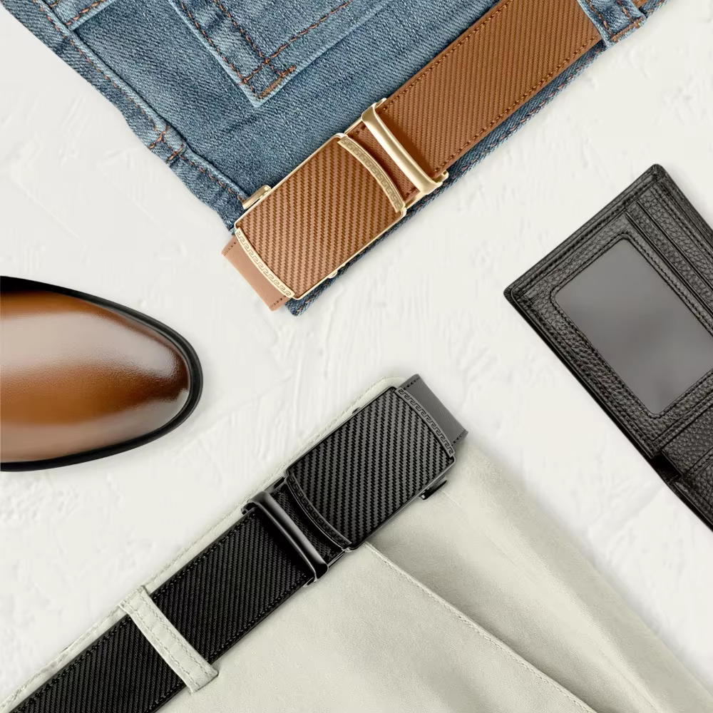 Hommes ceintures en cuir taille sangle mâle automatique boucle ceinture