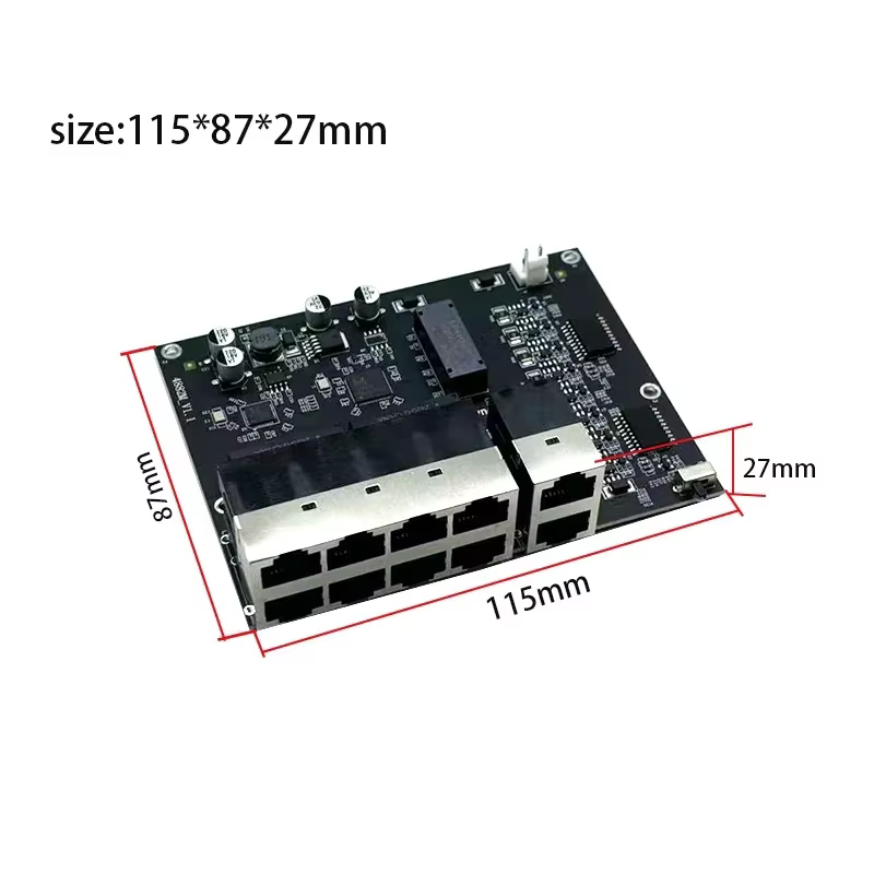 10 ports 10/100 M 8 ports 802.3at/af poe entrée/sortie 48 v avec liaison montante 2 ports/module de commutation industrielle nvr