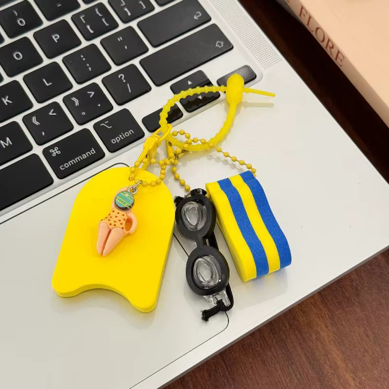 Porte-clés pour bateau, pour la pêche, la navigation, le surf, la natation, les sports nautiques, porte-clés flottant, porte-clés flottant jaune et rose
