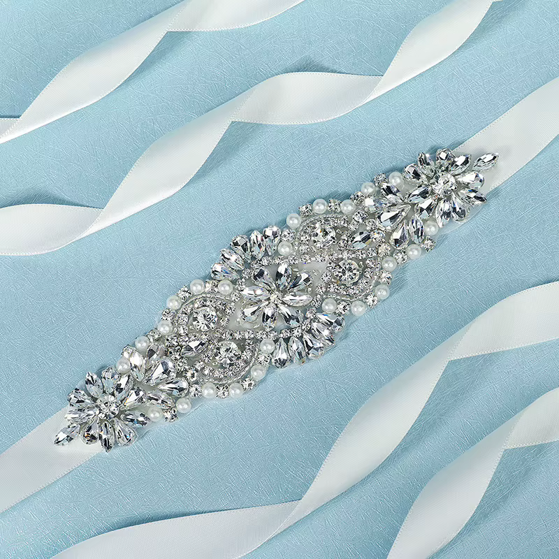 Ceinture de mariée en cristal argenté pour femmes