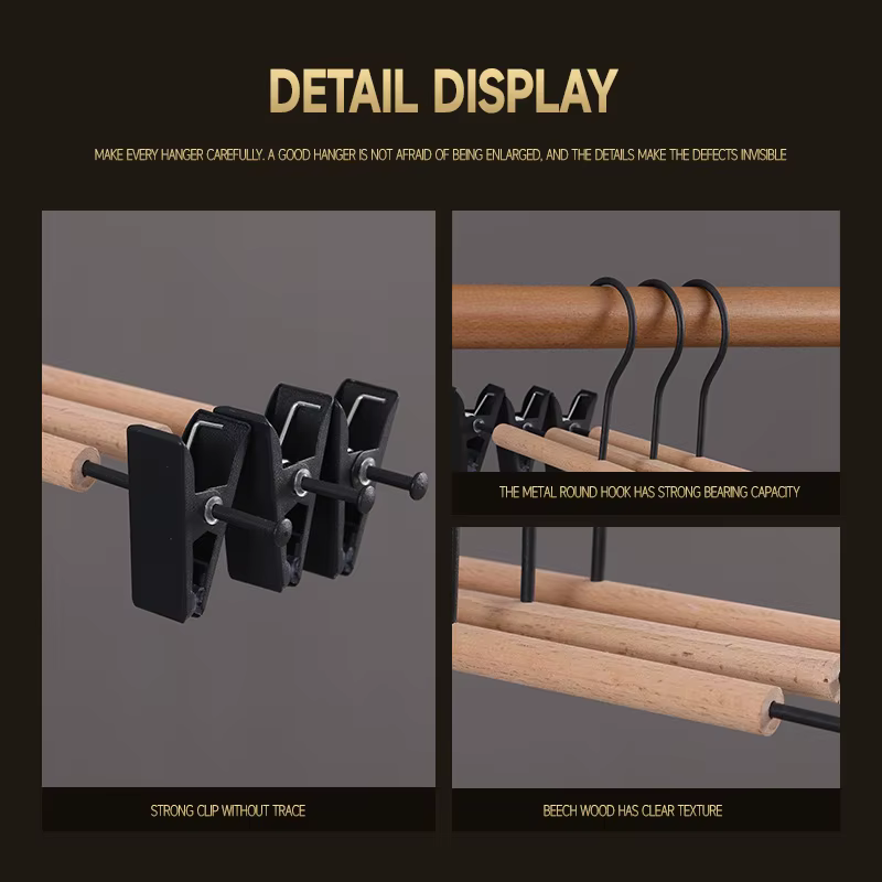 Cintres durables en fer + bois, 5 pièces, support de séchage avec Clip pour jupe, short, chaussettes, sous-vêtements, supports de rangement, organisateur