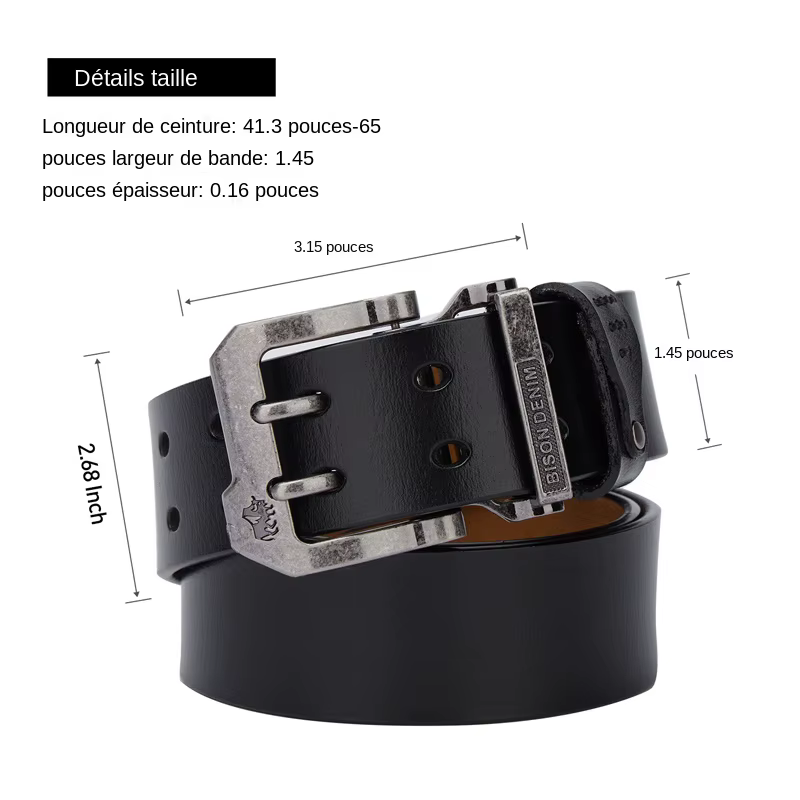 Ceinture en cuir véritable pour hommes