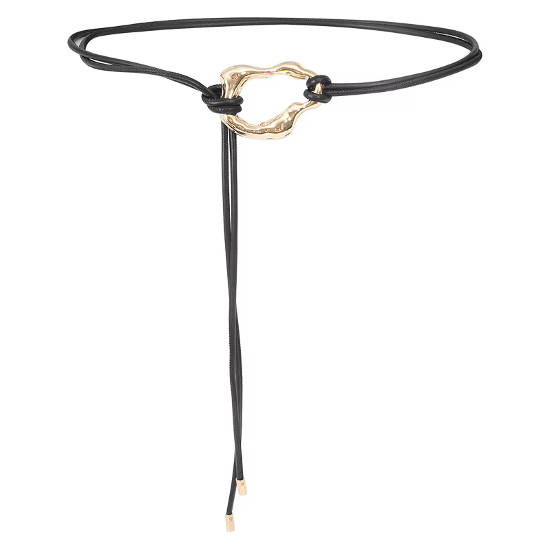 Ceinture de taille en cuir souple avec boucle dorée pour femmes