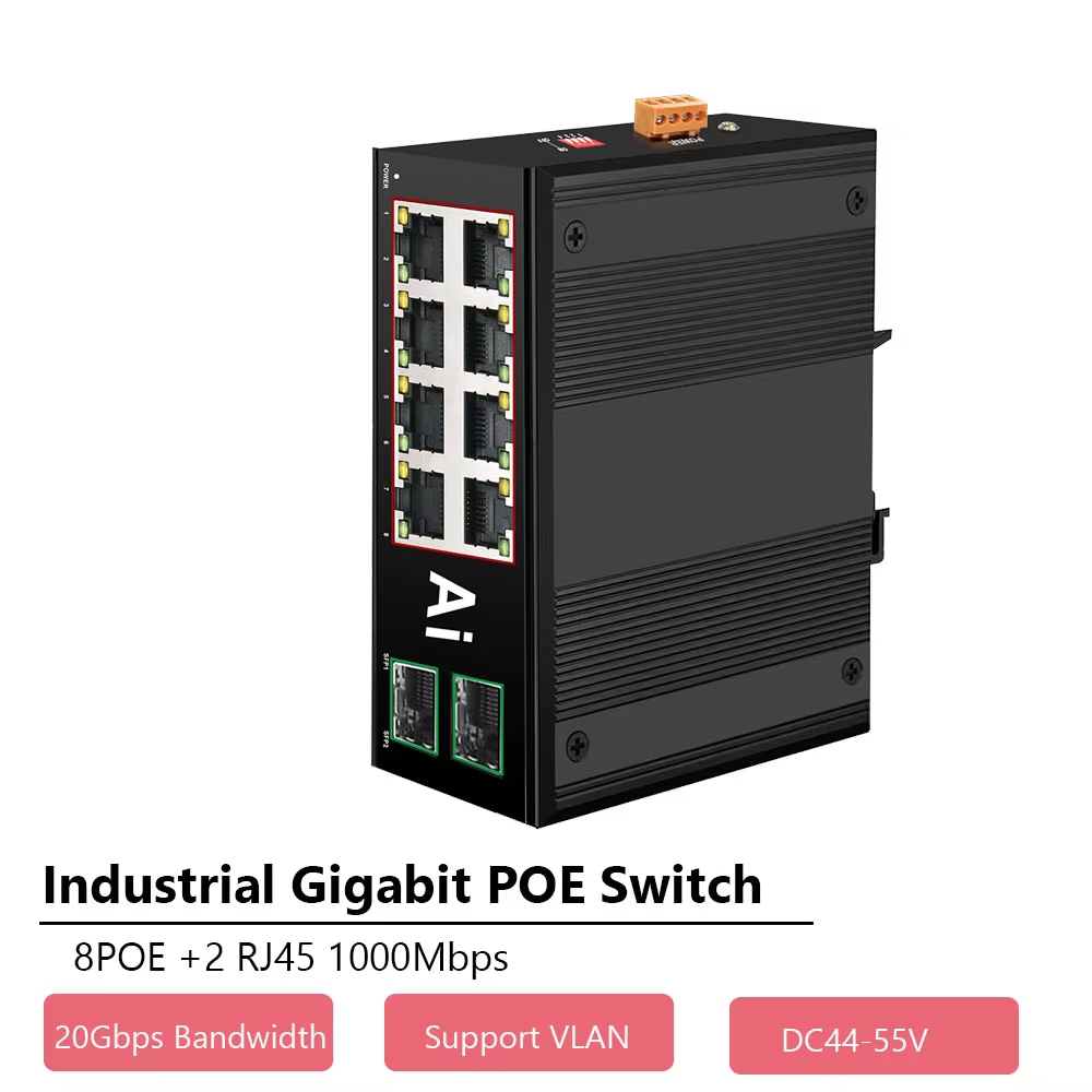 Commutateur Ethernet industriel Gigabit POE commutateur industriel réseau 6/10 ports 10/100/1000Base-T DIN IP40 commutateur réseau extérieur