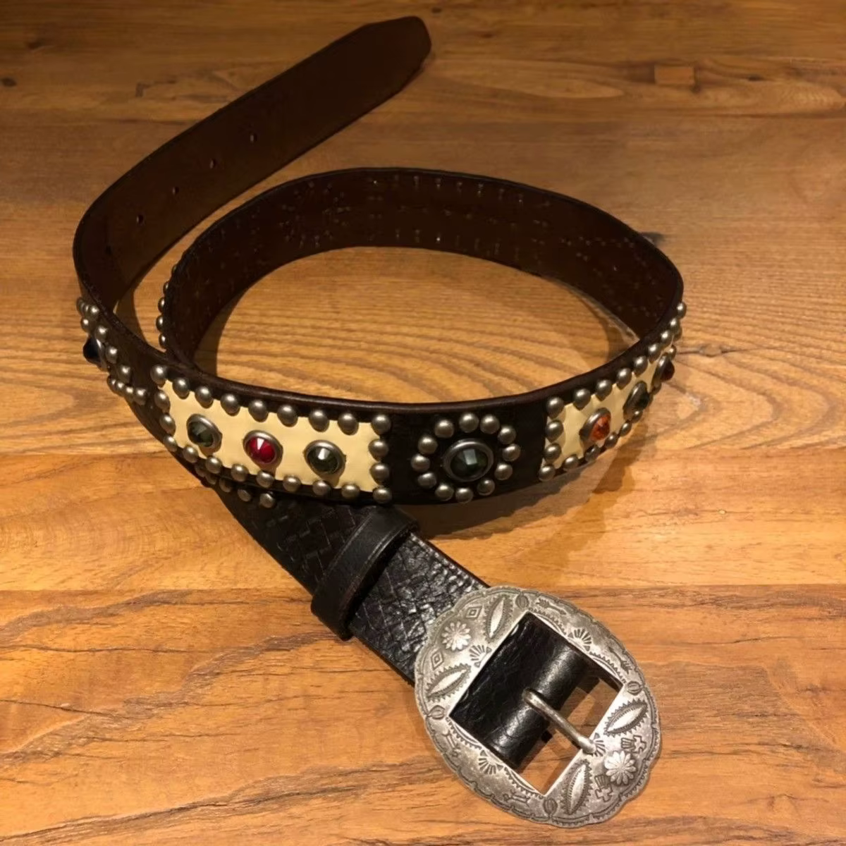 Ceinture d'épissure de pierres précieuses sculptées occidentales en métal pour hommes et femmes