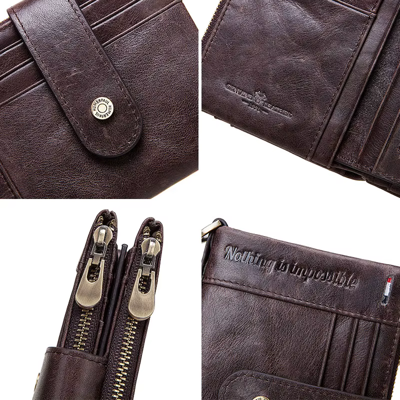 Portefeuille décontracté en cuir véritable pour homme