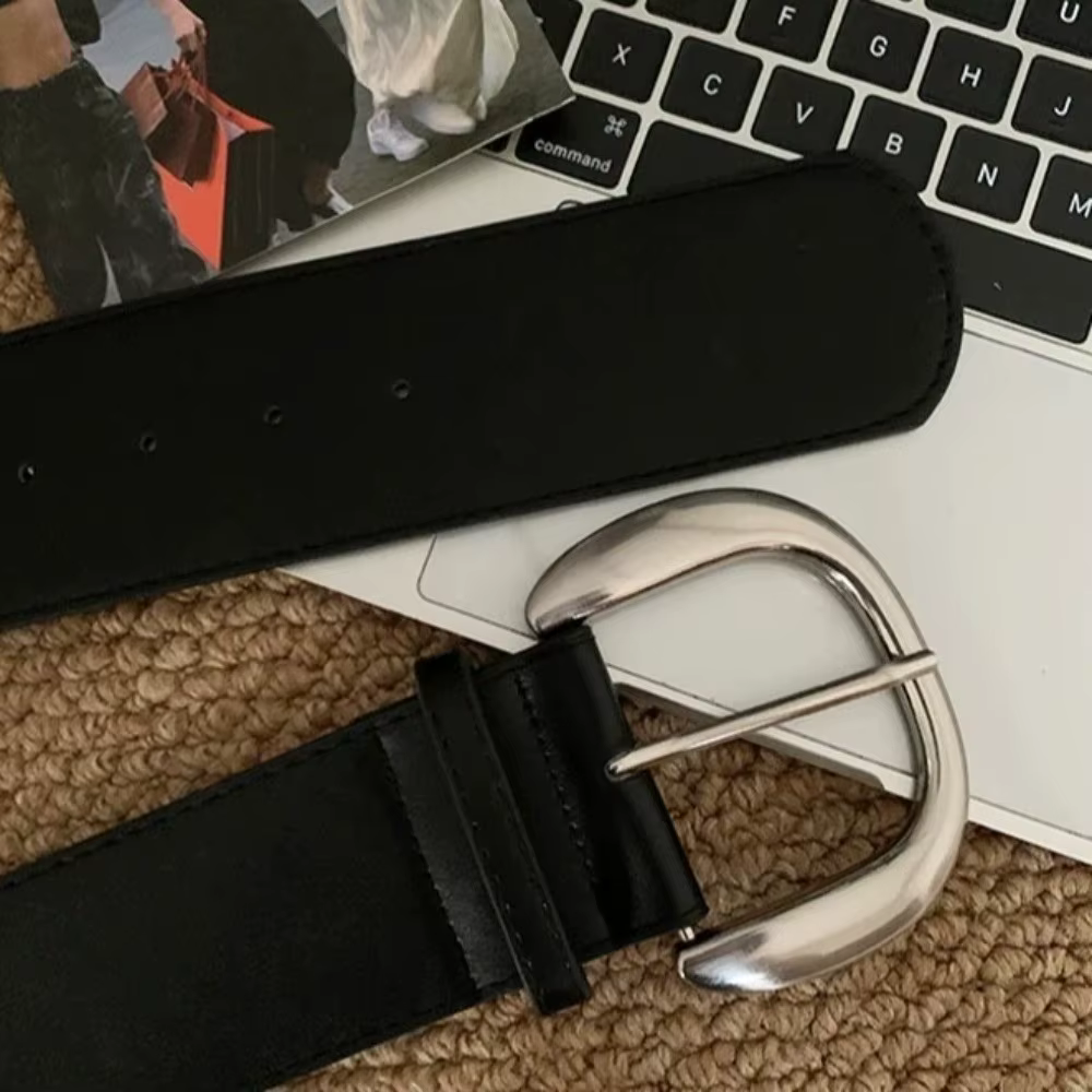Ceinture large réglable rétro en cuir blanc, cintré à la taille pour femmes