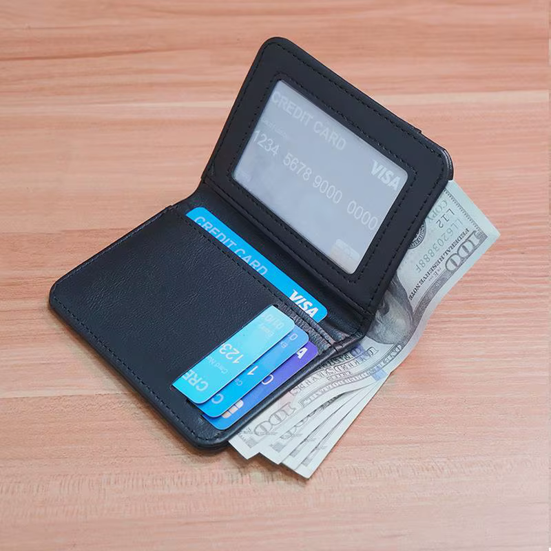Portefeuille portable super fin en cuir PU, mini porte-cartes, porte-monnaie, porte-cartes pour hommes, portefeuille fin, petit, court