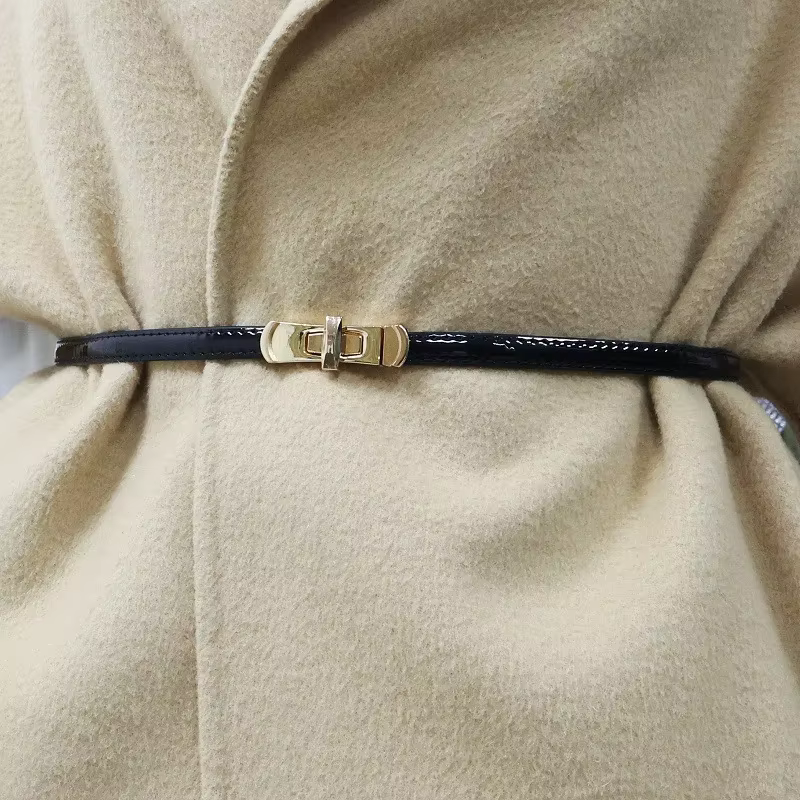 Ceinture en cuir simple et élégante pour femme, sans perforation, pour rehausser la taille, s'accorde aux jupes, texture de qualité, avec boucle à insertion