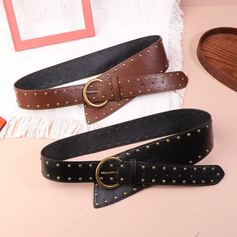 Nouvelle ceinture en cuir de style western pour femmes