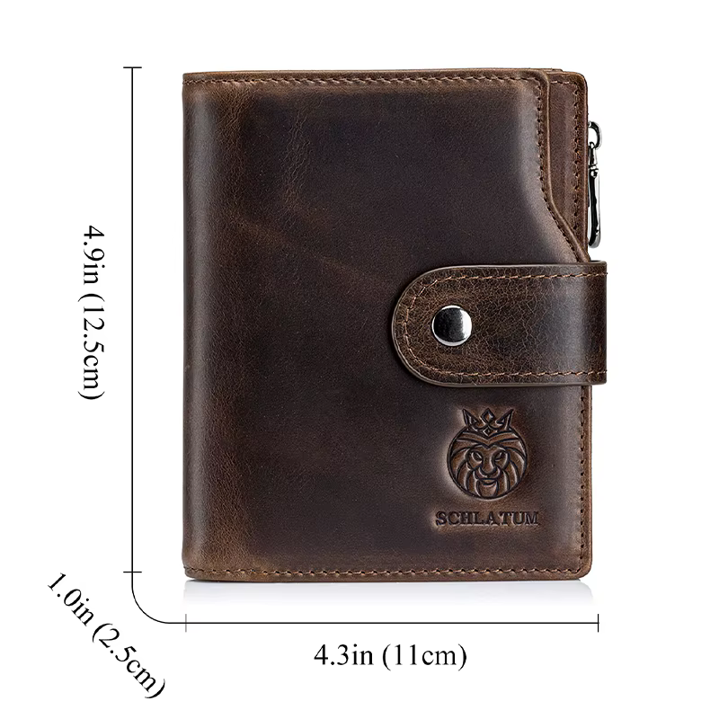 SCHLATUM en cuir véritable hommes portefeuille d'affaires RFID
