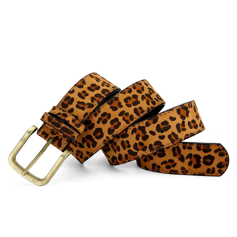Boho Style PU imprimé léopard ceinture femmes robe coupe ajustée