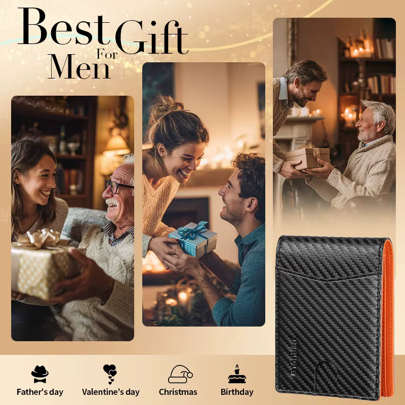 GERUOLA Portefeuille pliable mince pour homme avec brosse antivol
